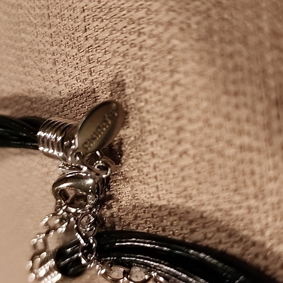 New Chico's Black Leather 5 Strand Choker Necklace, NWOT - Picture 6 of 6